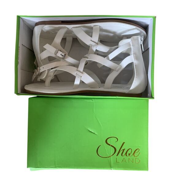 NWT SHOE LAND SL-MONACO WOMEN'S WHITE OPEN-TOE GLADIATOR ZIP BACK SANDALS 8.5 - Picture 11 of 11